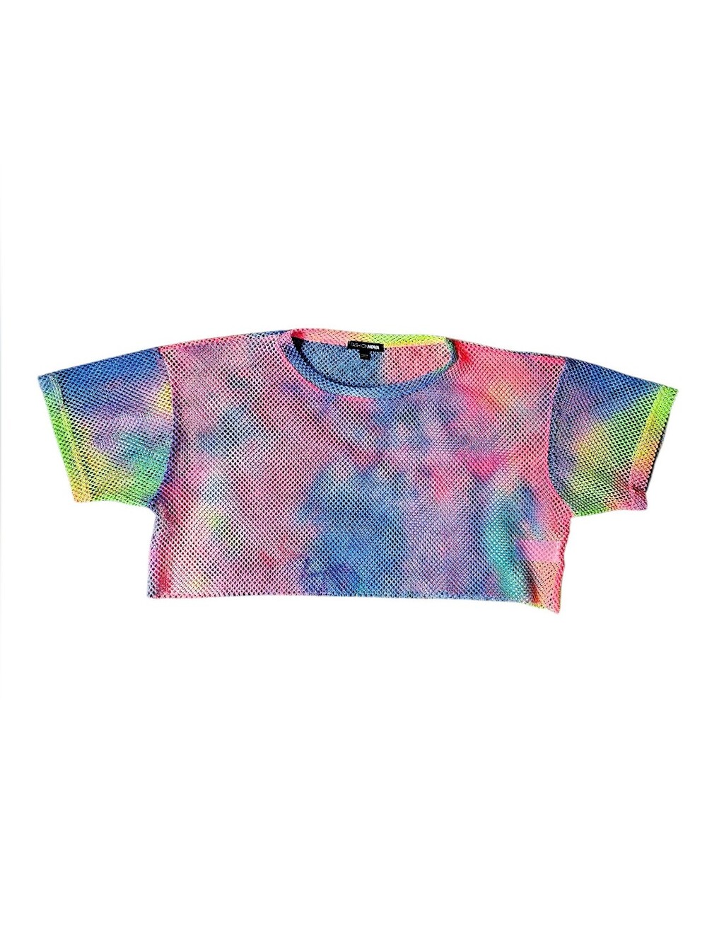 Fashion Nova Tie Dye Mesh Rave Crop Top - Size L